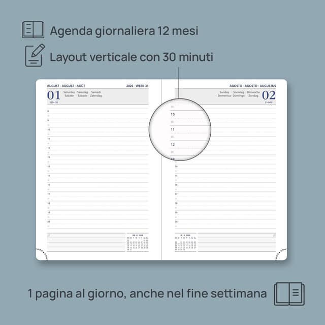 Detalle de POPRUN Agenda 2026 Giornaliera 21,5 x 14,5 cm
