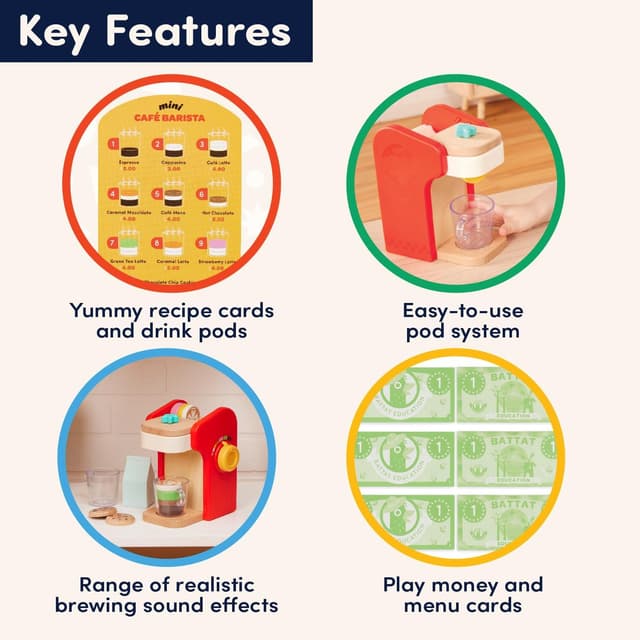 Detalle de Playset barista Mini Barista Battat Education 22 pezzi