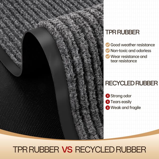 Detalle de Amyracel All-Season Front Door Mat (36" x 48") — Waterproof, Heavy-Duty Entrance Doormat