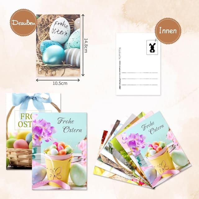 Detalle 2 de Goldziples Osterkarten Set mit 12 Karten