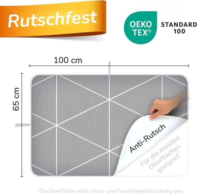Detalle de smart&gentle Super Soft Bügeldecke für Tisch – hitzebeständige Bügelunterlage, rutschfest (100 x 65 cm), Made in Germany