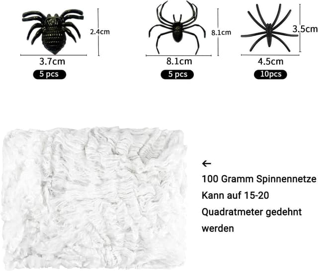 Thumbnail 4 de Halloween Spinnennetz Dekoration 100 g mit 20 Spinnen 🕷