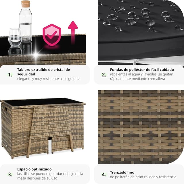 Thumbnail 6 de tectake Conjunto jardín ratán 2 plazas