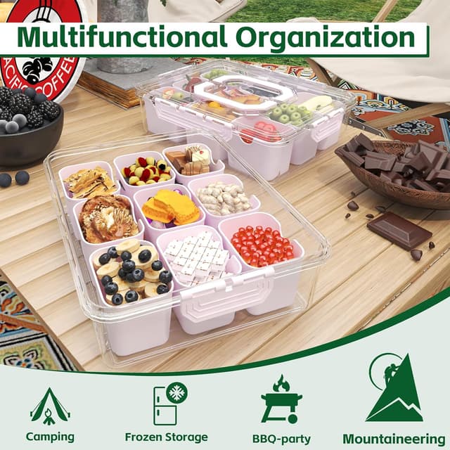 Thumbnail 2 de REBECAT 8-Compartment Snack Tray with Lid 🍽