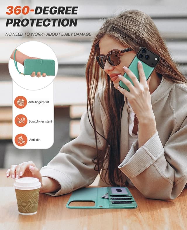 Thumbnail 6 de OCASE Handyhülle für iPhone 17 Pro (6,3 Zoll) – abnehmbares 2-in-1 Magnet-Cover mit Klapphülle, Kartenfach und RFID, Grün