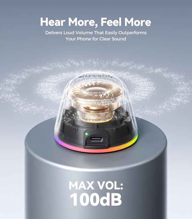 Detalle 2 de Portable Speaker Phone Stand Gifts 2-in-1 Magnetic Bluetooth Speakers with Phone Stand, IPX5 Waterproof, 9 Light Modes, TWS (Black)