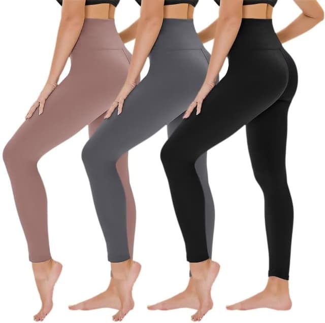 Detalle de TNNZEET 3er Pack High-Waist Leggings Damen blickdicht für Sport & Alltag (Schwarz)