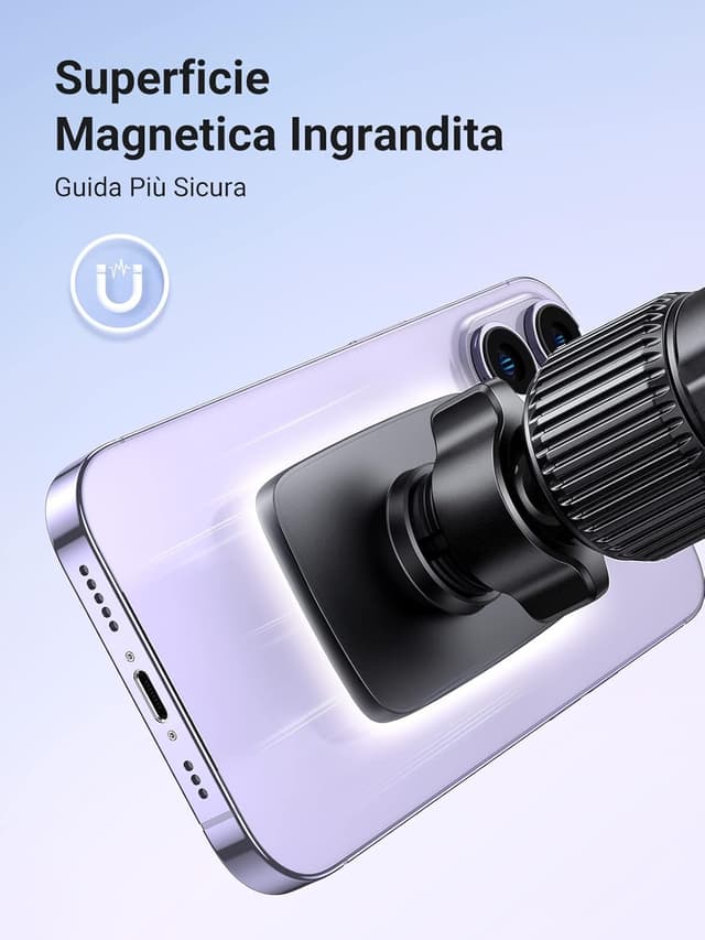 Detalle de UGREEN Supporto Telefono Auto Magnetico con Clip per Bocchetta Aria (compatibile iPhone e Galaxy, rotazione 360°)