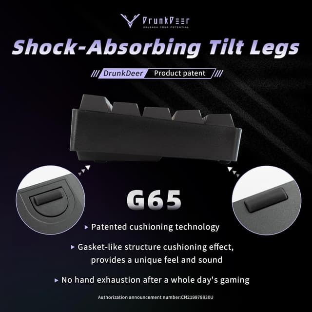Detalle 2 de DrunkDeer G65 Rapid Trigger mechanische Tastatur (G65 ANSI) – 65% mit Magnetschaltern, RGB & PBT-Tastenkappen