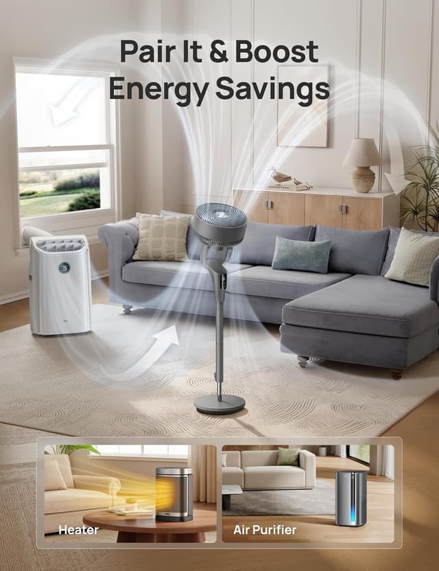 Detalle 2 de DREO 20dB Silent Standing Fan (42") with Remote, 8 Speeds, 8H Timer & Oscillation for Bedroom