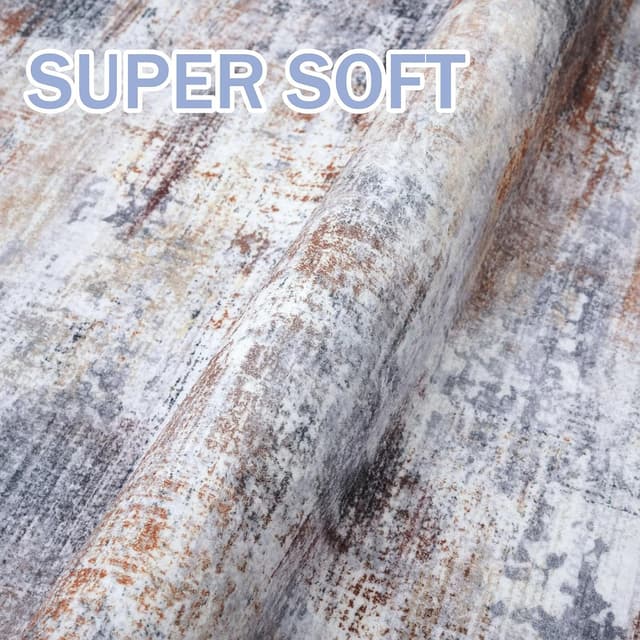 Detalle 2 de IOHOUZE Abstract Round Area Rug (6 ft x 6 ft) Washable Round Carpet with Non-Slip Backing