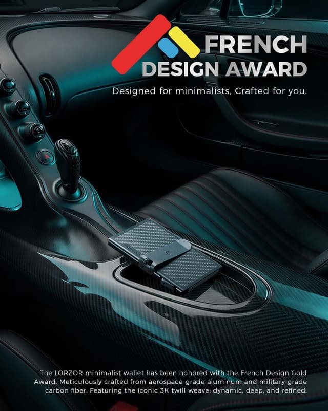 Detalle 2 de LORZOR Minimalist Slim Wallet in Military-Grade Carbon Fibre with RFID Blocking (7 cards)