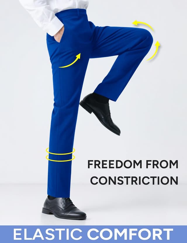 Detalle de RainbowDate Men’s Stretch Slim Fit 3-Piece Suit (2-Button Jacket) with Adjustable Waist Pants