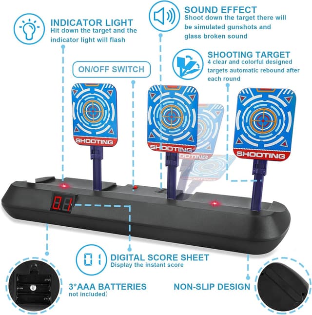 Detalle de Diana electrónica con pistola y 20 dardos 20 piezas