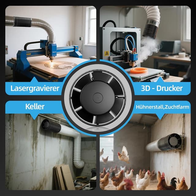 Thumbnail 5 de SBONNI 100 mm Rohrventilator regelbar 🌀