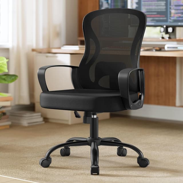 Detalle de SONGMICS Ergonomic Office Chair (OBN043BH03) – Mesh swivel chair with lumbar support and rocking function