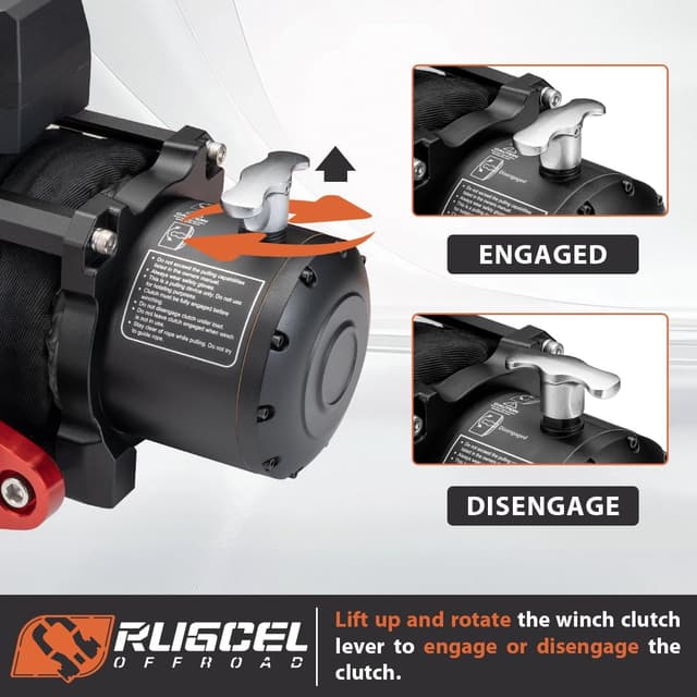 Detalle de RUGCEL WINCH 13500lb Waterproof Electric Truck Winch (12V, Synthetic Rope) with Wired & Wireless Remote