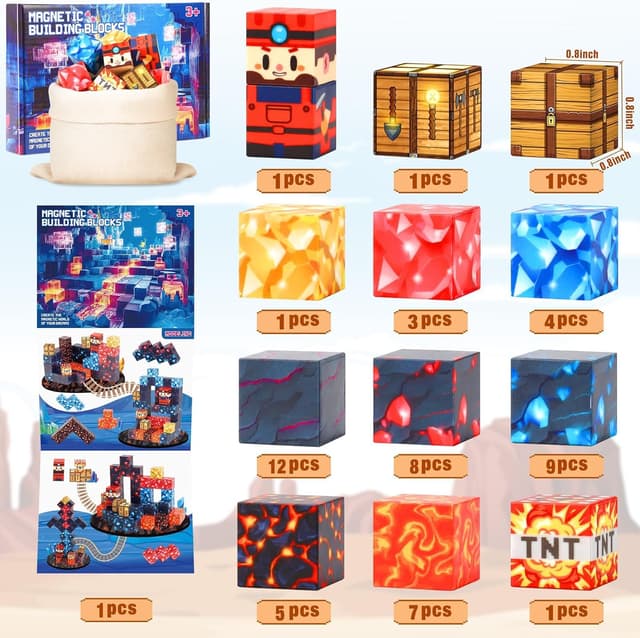 Thumbnail 5 de COOLJOYA Magnetic Blocks 54PCS