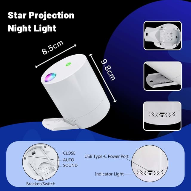 Detalle de CAIYUE Star Projector Galaxy Projector with Remote Control, Ocean Wave Night Light