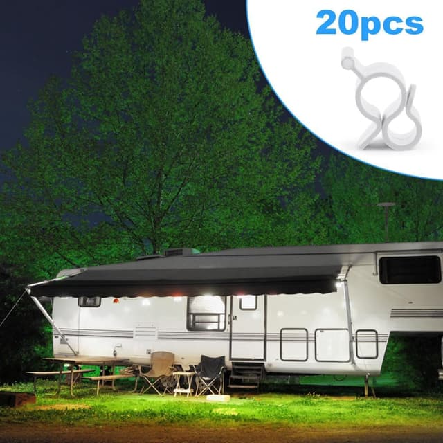 Detalle 2 de URAQT Lot de 20 crochets d’auvent pour camping-car et tente de camping (ABS, blanc)