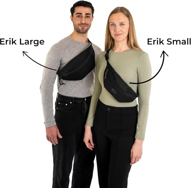 Detalle 2 de Johnny Urban Bauchtasche „Erik Large“ Schwarz – große Gürteltasche mit flexiblem Gurt, wasserabweisend