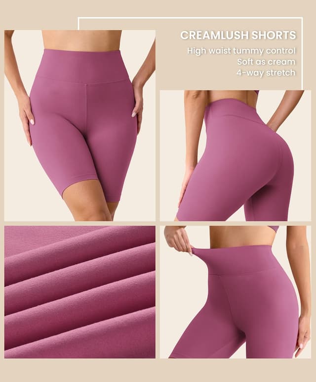 Detalle 2 de VALANDY Creamlush biker shorts for women – 8" high waisted, buttery-soft yoga & gym shorts (S–5XL)