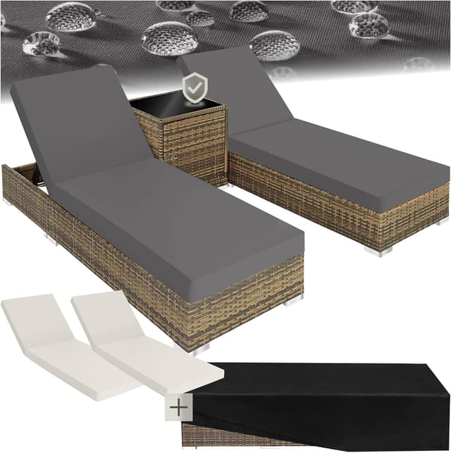 Imagen de tectake Lounge 2er Sonnenliegen Natur en OfertitasTOP