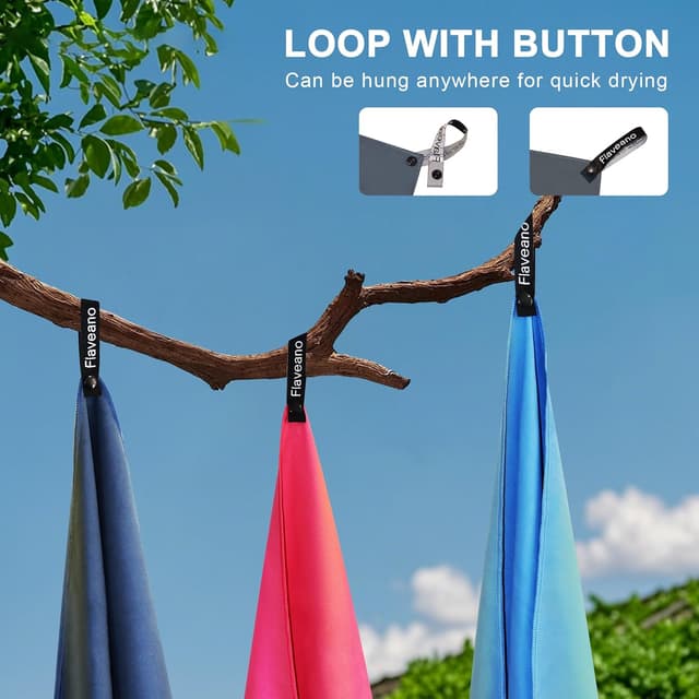 Detalle 2 de Flaveano Microfibre Towel Travel Set of 3 (180x90cm, 80x40cm, 50x30cm) – Quick-drying, Dark Grey