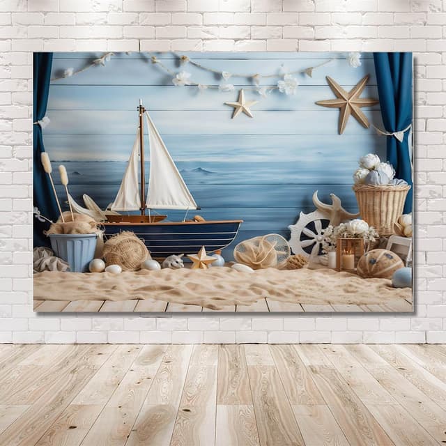 Thumbnail 1 de MEHOFOND 7x5ft Beach Photography Backdrop