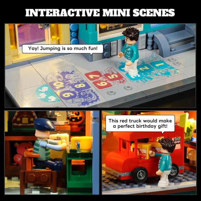 Detalle de Lumibricks Lumibricks Toy Store Building Set with Light (3086 pcs) – modular 2-in-1 Bauhaus & dollhouse model with USB lighting