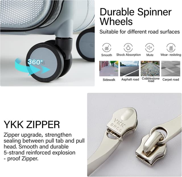 Detalle 2 de Hanke 26 Inch Front Opening Hard Shell Checked Suitcase with Lock & 4 Dual Spinners