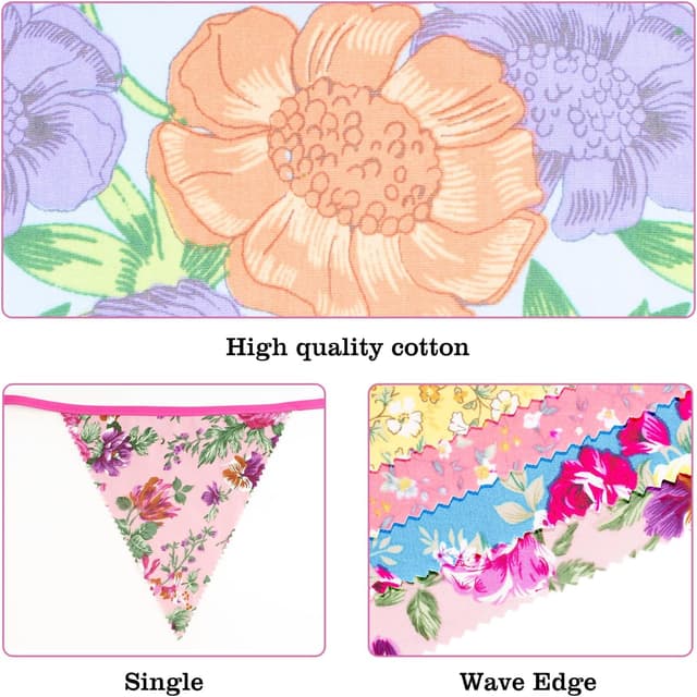 Thumbnail 1 de G2PLUS 12M Floral Fabric Bunting 42 Flags
