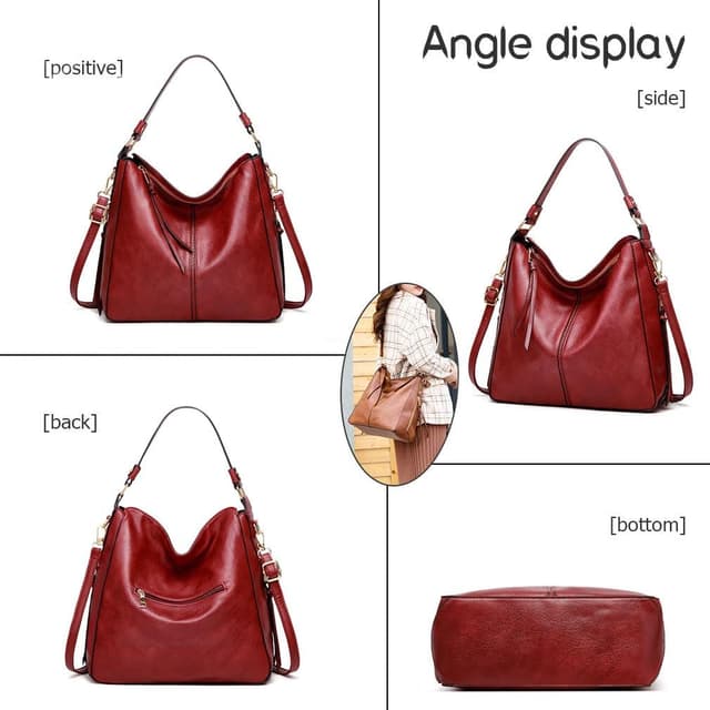 Detalle de Lifetooler hobo bag and purse set for women – PU leather crossbody/shoulder tote, large work & travel bag