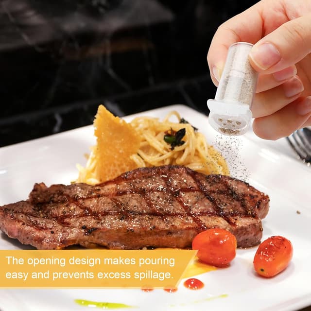 Detalle 2 de FINEASY Mini Salzstreuer-Set mit Deckel (10 Stück) für unterwegs – Salz & Pfeffer Streuer klein mit Trichter