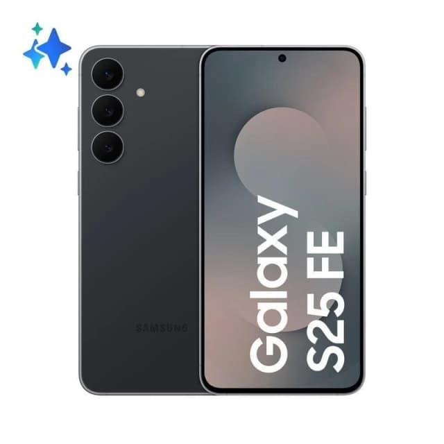 Detalle de Samsung Galaxy S25 FE 5G (8GB/128GB) con pantalla AMOLED de 6,7” en negro
