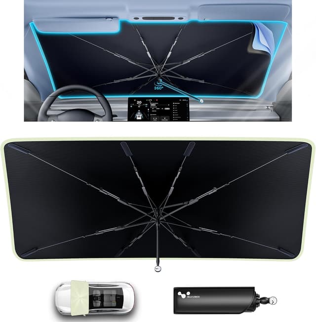 Detalle de helloleiboo Car Windshield Sun Shade Umbrella (57" x 32") with 5-Layer UV & Heat Protection Coating