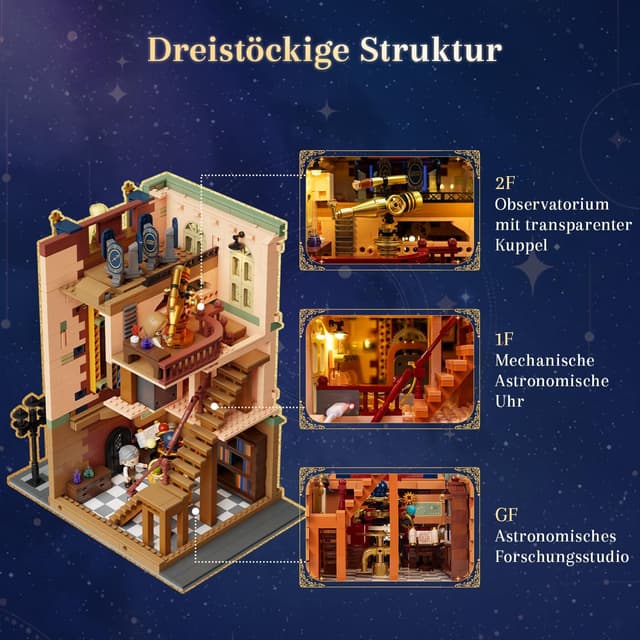 Detalle de PANTASY Prager Astronomische Uhr Klemmbaustein-Set – gotischer Uhrturm mit beweglichen astronomischen Zifferblättern