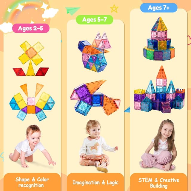 Detalle 2 de Xekel Magnetische Bausteine 100 Teile für kreatives Lernen