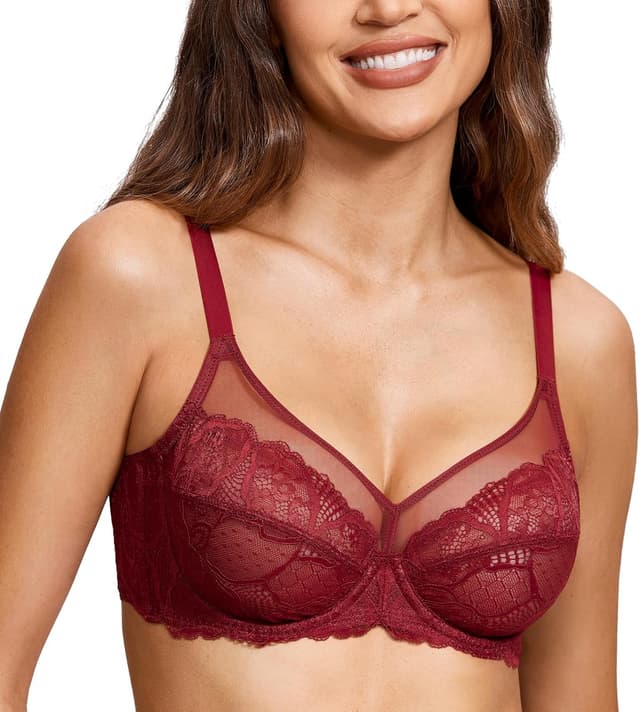 Detalle 2 de DOBREVA Femme soutien-gorge transparent à armatures minimiseur en dentelle bralette