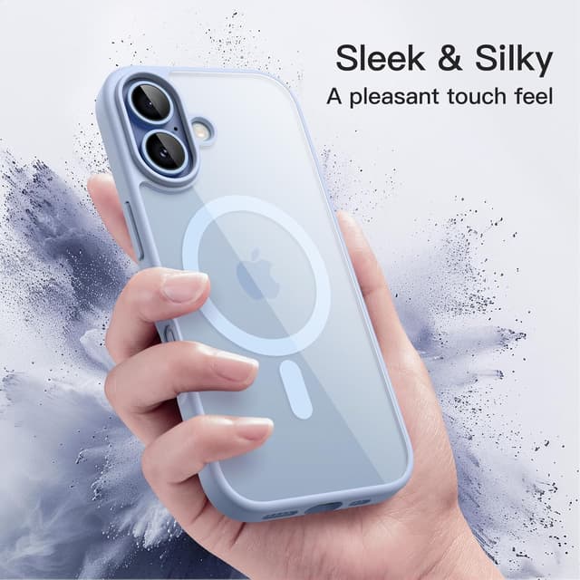 Detalle 2 de Cover magnetica JETech per iPhone 17 da 6,3" compatibile con MagSafe (azzurro nebbia)