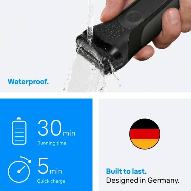 Detalle de Braun Series 3 Electric Shaver 300BT (Grey) with Beard Trimmer Attachment