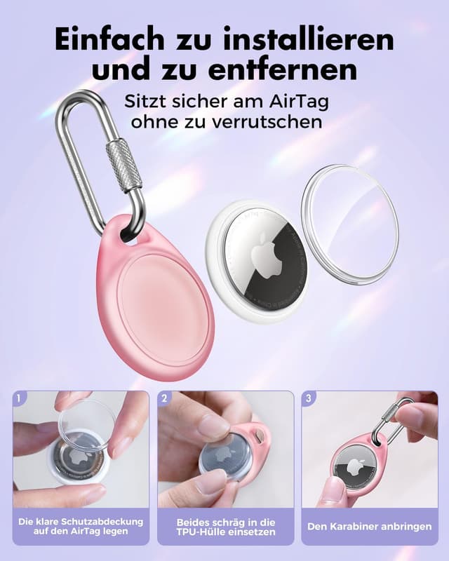 Thumbnail 6 de UNBREAKcable AirTag Anhänger im 4er-Pack mit Karabiner und wasserabweisender TPU-Schutzhülle