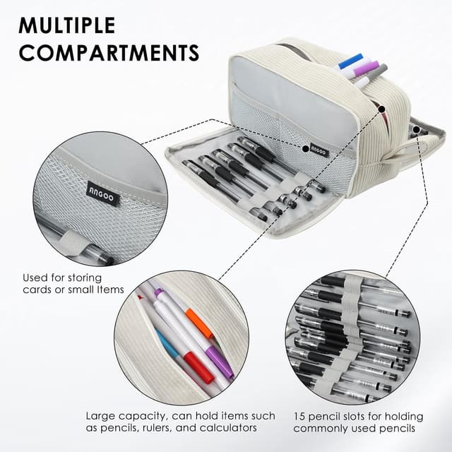 Detalle 2 de Federmäppchen aus Cord Groß 22,5 x 12 x 8 cm