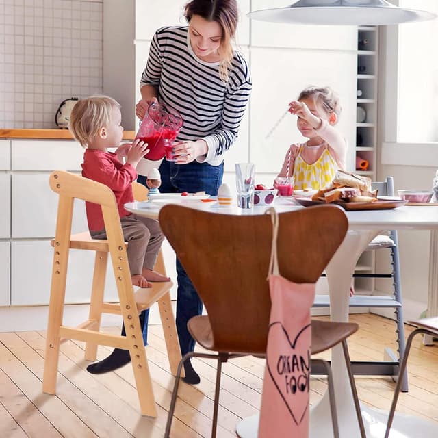 Thumbnail 6 de YOLEO hochstuhl: höhenverstellbarer Holzhochstuhl aus Buche für Kinder bis 12 Jahre
