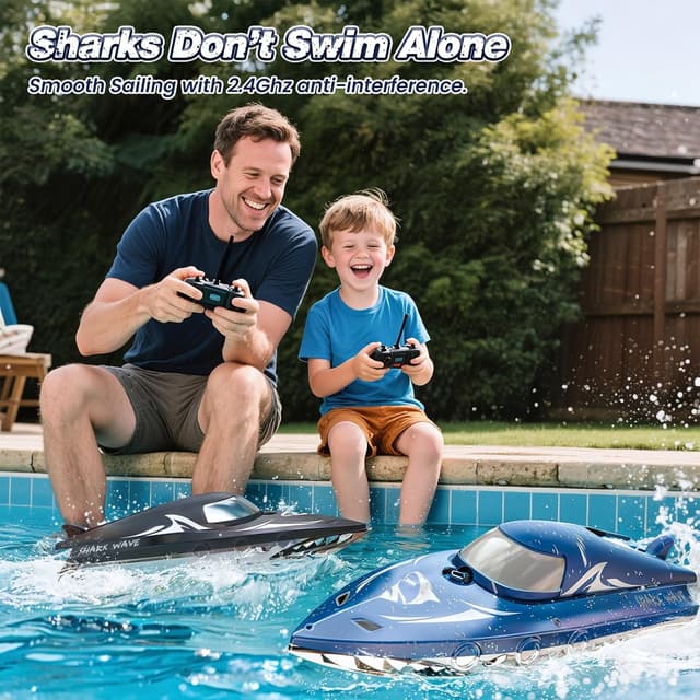 Thumbnail 6 de Shark RC Racing Boat for Kids & Adults (2.4GHz) with Dual Battery, Waterproof Remote Control Toy