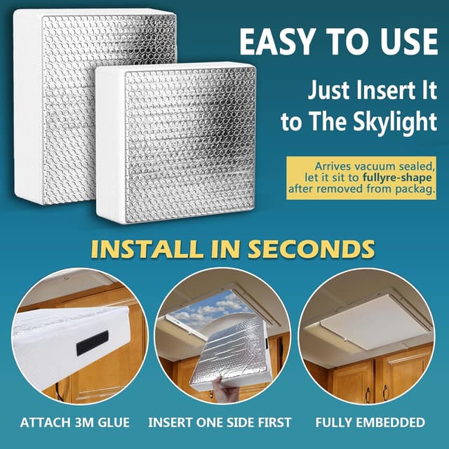 Detalle 2 de SIKADEER RV Vent Insulator 14x14x3 (2-Piece) for 14 Inch Skylights