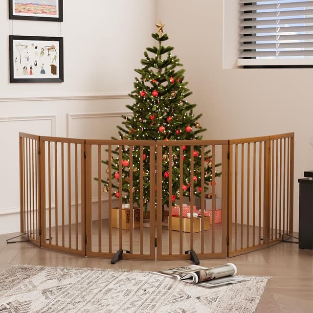 Thumbnail 4 de Tall Dog Gate Walnut 6 Panels