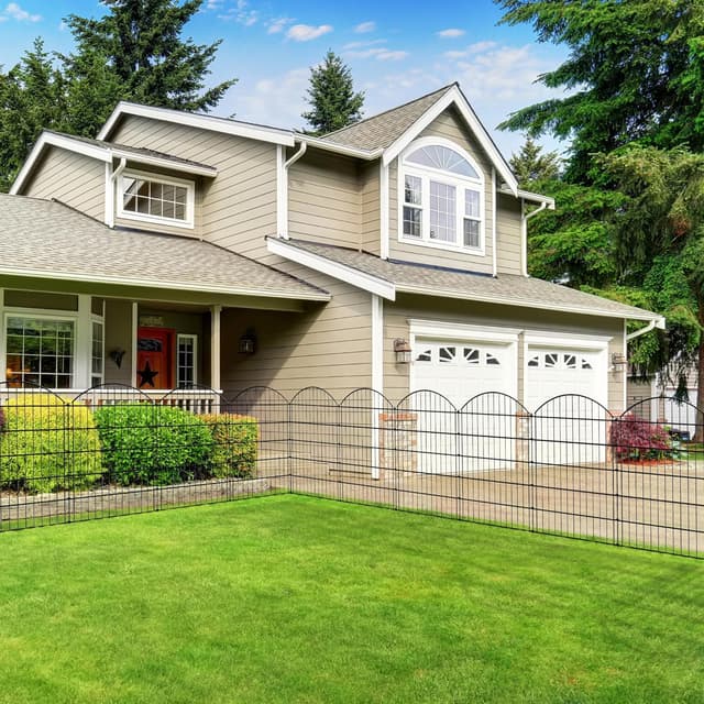 Detalle de Thealyn Decorative Garden Fence (81cm H x 71cm W) – 5-panel outdoor rustproof metal dog fence, 3.5m total length