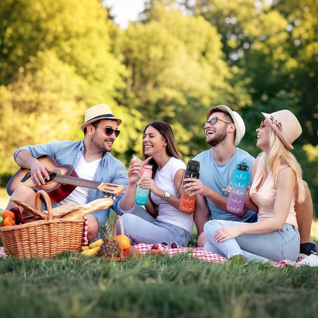 Thumbnail 6 de Motswedi Gourde sport 1,5 l anti-fuite avec marqueur de temps (motivation) Bleu & Violet