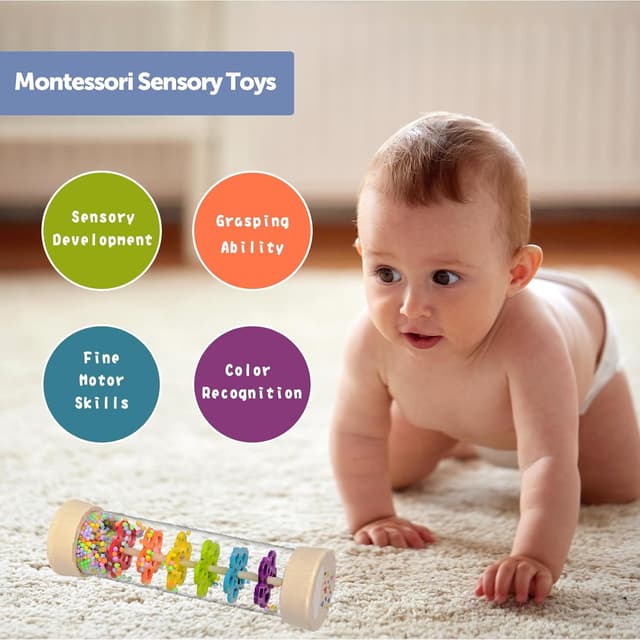 Detalle 2 de Rain Stick Montessori Baby Rattle 7.7”